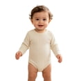 thumbnail image 4 of MEZZALL Child Summer Ribbed Baby Bodysuits Long Sleeve Soft Breathable Romper Boys Home Solid Color Crew Neck Adorable Onesies, 4 of 6