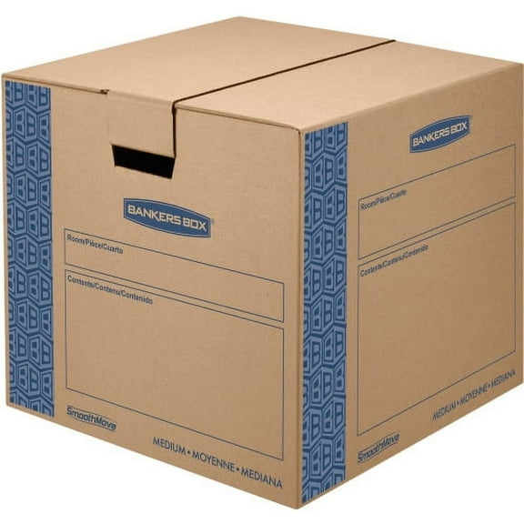 SmoothMove Prime Moving Boxes, Medium Internal Dimensions: 18" Width x 18" Depth x 16" Height - External Dimensions: 18.1" Width x 18.8" Depth x 16.6" Height - Lid Lock Closure - Medium Duty - Card
