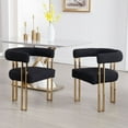 thumbnail image 4 of Dayalane Modern Dining Chairs Set of 2, Velvet Upholstered Barrel Accent Chairs with Gold Metal Legs for Dining Room, Living Room, Restaurant, Home Bar, Bistro,Black, 4 of 8