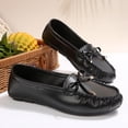 thumbnail image 4 of WAVSUF Women's Wide Width Loafers, Versatile Bow Soft Sole Faux Leather Casual Work Driving Shoes Black 9, 4 of 8