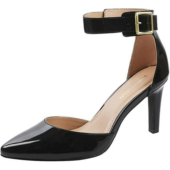 Women's Closed Toe High Heel Dress Pumps (5, Black Patent)