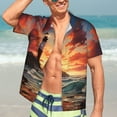 thumbnail image 6 of Men's Casual Short Sleeve Button Down Hawaiian Shirts,Lighthouse at Sunset Shirts Regular Fit Beach Summer Shirts with Front Pocket,XL, 6 of 7
