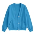 thumbnail image 6 of Winter Fashion Sweatshirt for Women Casual Oversized V-Neck Button Down Cardigan Long Sleeve Loose Fit Open Front Jacket with Pockets, 6 of 7