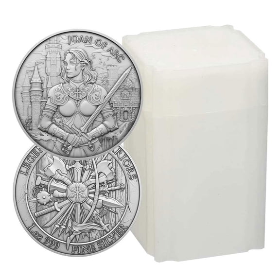 Roll of 20 - 1 Troy oz Joan of Arc Design .999 Fine Silver Round