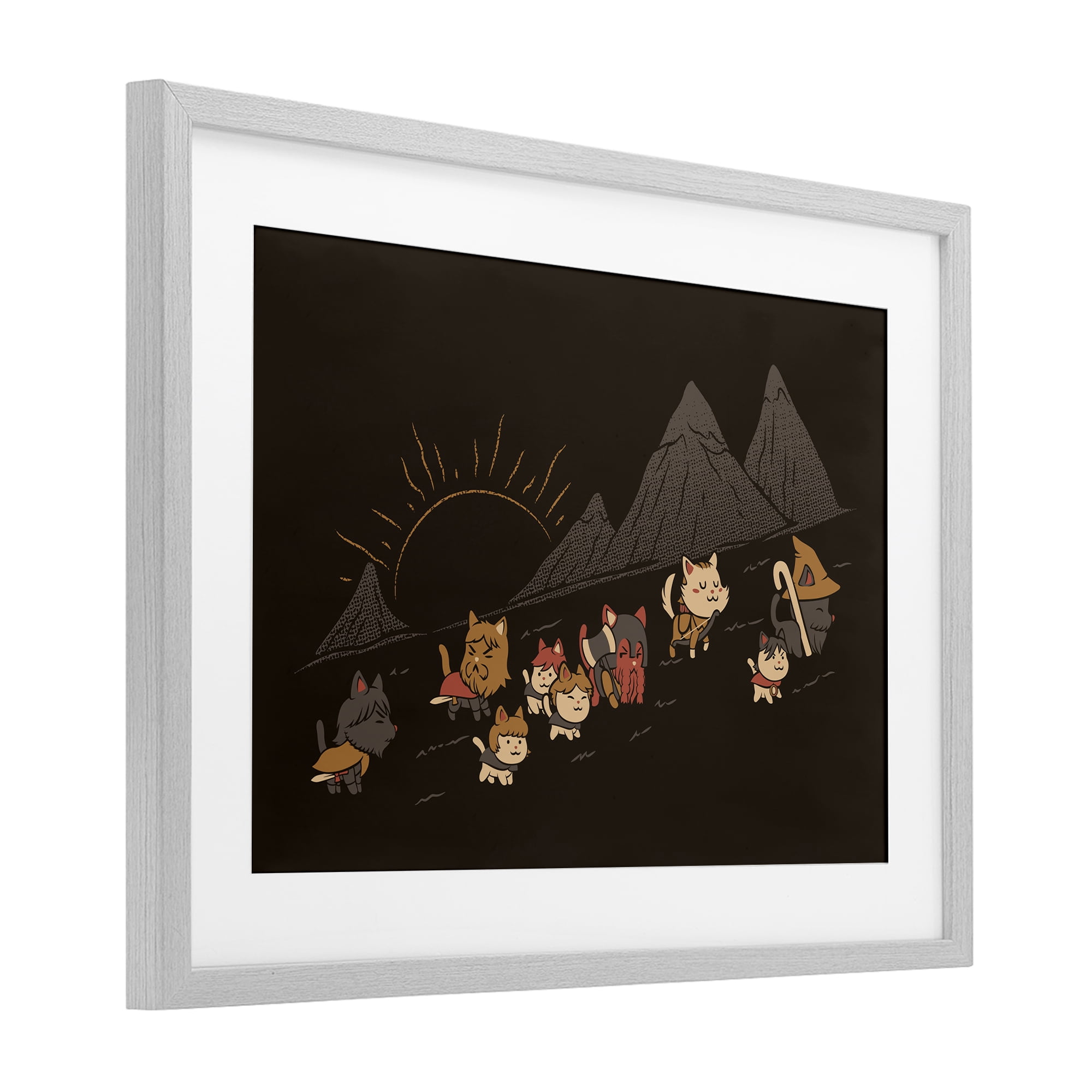 Stupell Industries Iconic Furrowship Of Ring Cats Gray Framed Print Under Glass, design by Tobe Fonseca