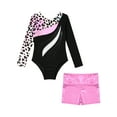 thumbnail image 5 of Sholeno Kids Girls Long Sleeve Dance Biketards with Shorts for Ballet Tumbling Gymnastics Dancewear Leopard 12, 5 of 7
