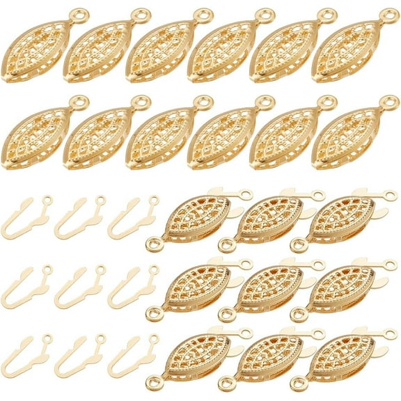 1 Box 50 Sets Real 24k Gold Plated Fish Hook Clasp Filigree Necklace Clasp Filigree Clasp Jewelry Slide Clasp Necklace Bracelet Connectors for Jewelry Making Accessories DIY Craft Supplies