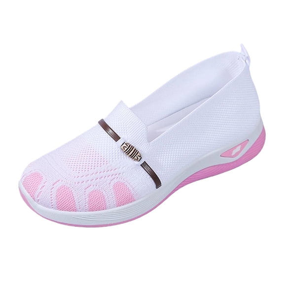 Hurxie Walking Shoes Women Slip on Sneakers Non Slip Work Tennis Plantar Breathable Mesh Comfortable Ladies Nursing White