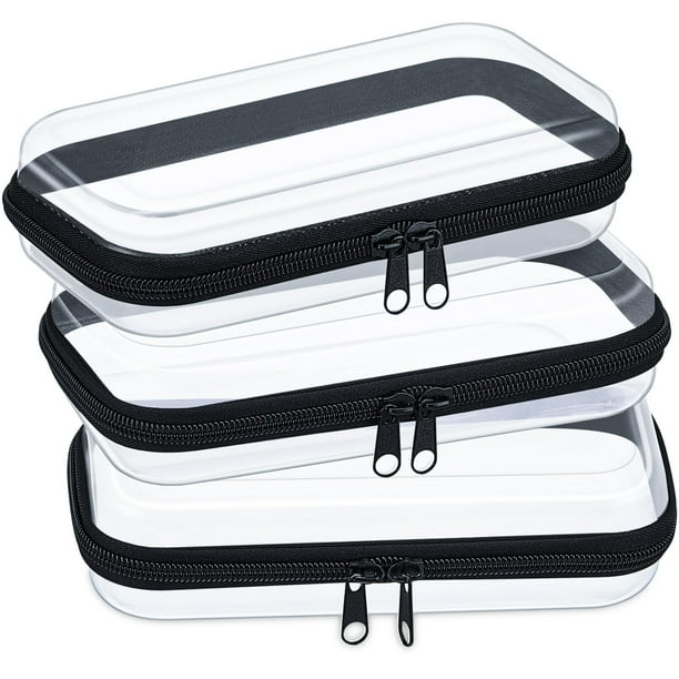 Funda rígida transparente con cierre, bolsa de plástico, bolsa de maquillaje transparente