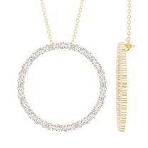 Rosec Jewels Certified Moissanite Open Circle Eternity Necklace - D-VS1 Grade, 10K Yellow Gold