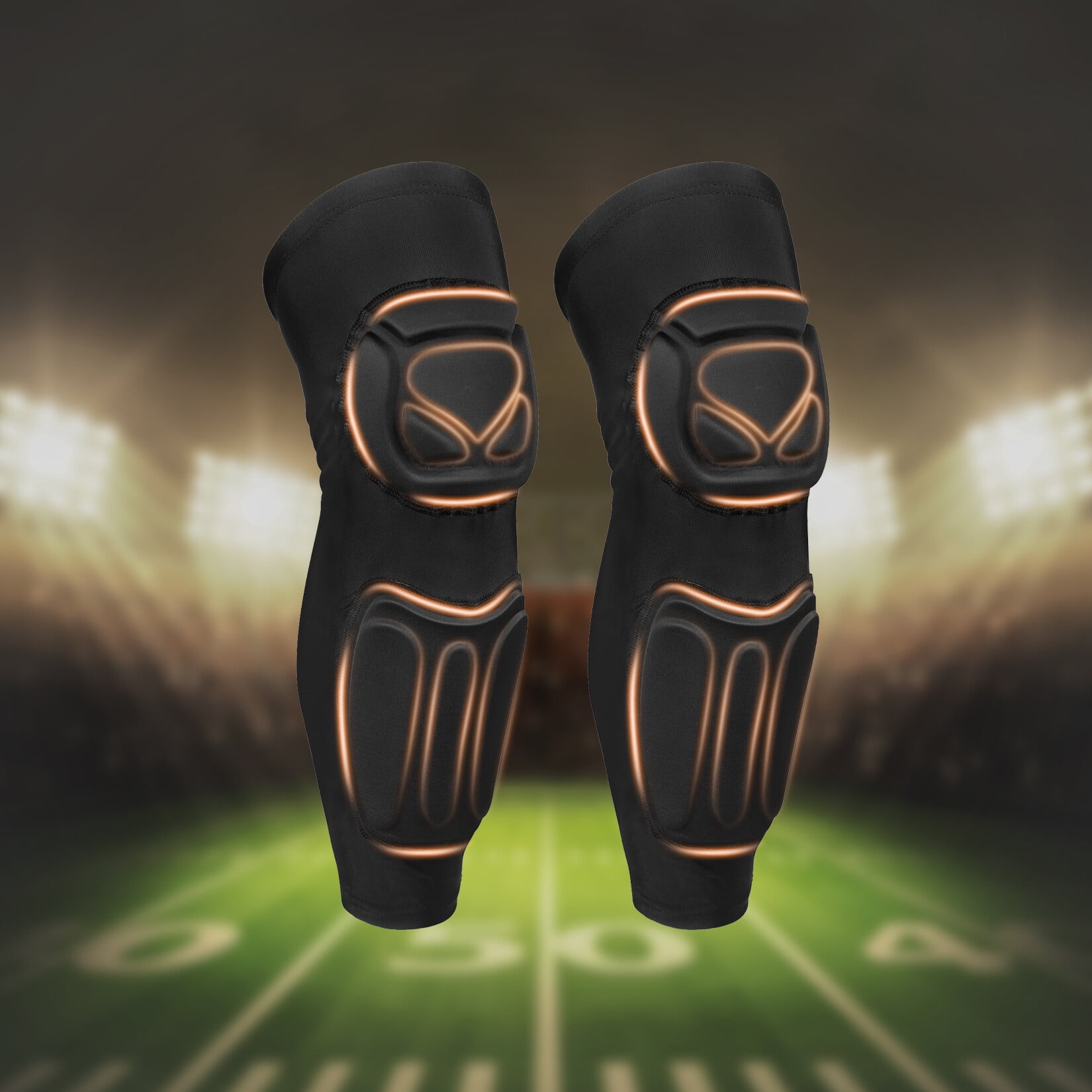 Compression Knee Pads with Shin Guard Pads, Protective Knee & Shin Leg Sleeve Support for Soccer, Football, Basketball, Wrestling, Volleyball (A Pair)
