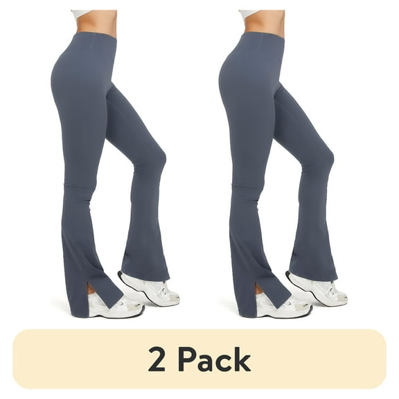 (2 pack) FITOP Womens Flared Leggings Slit Hem High Waist Bootcut Yoga Pants Buttery Soft Workout Bootleg Pants