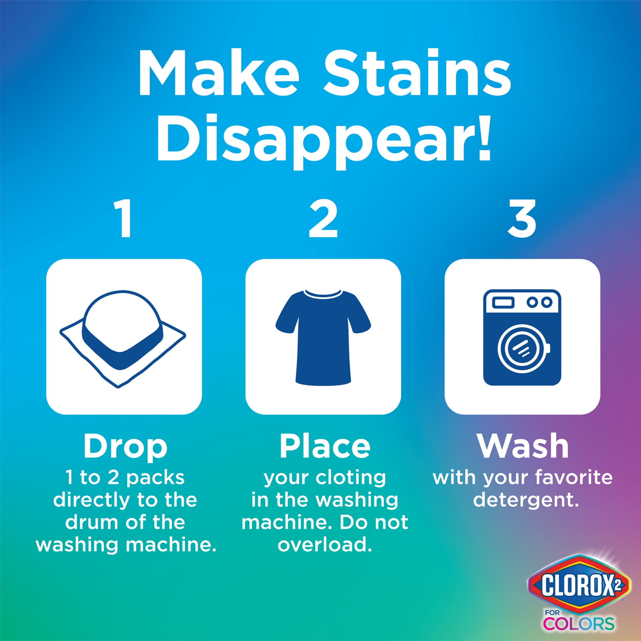 Clorox 2 for Colors Laundry Stain Remover and Color Booster Pods, Regular, 25.4 oz, 40 Count