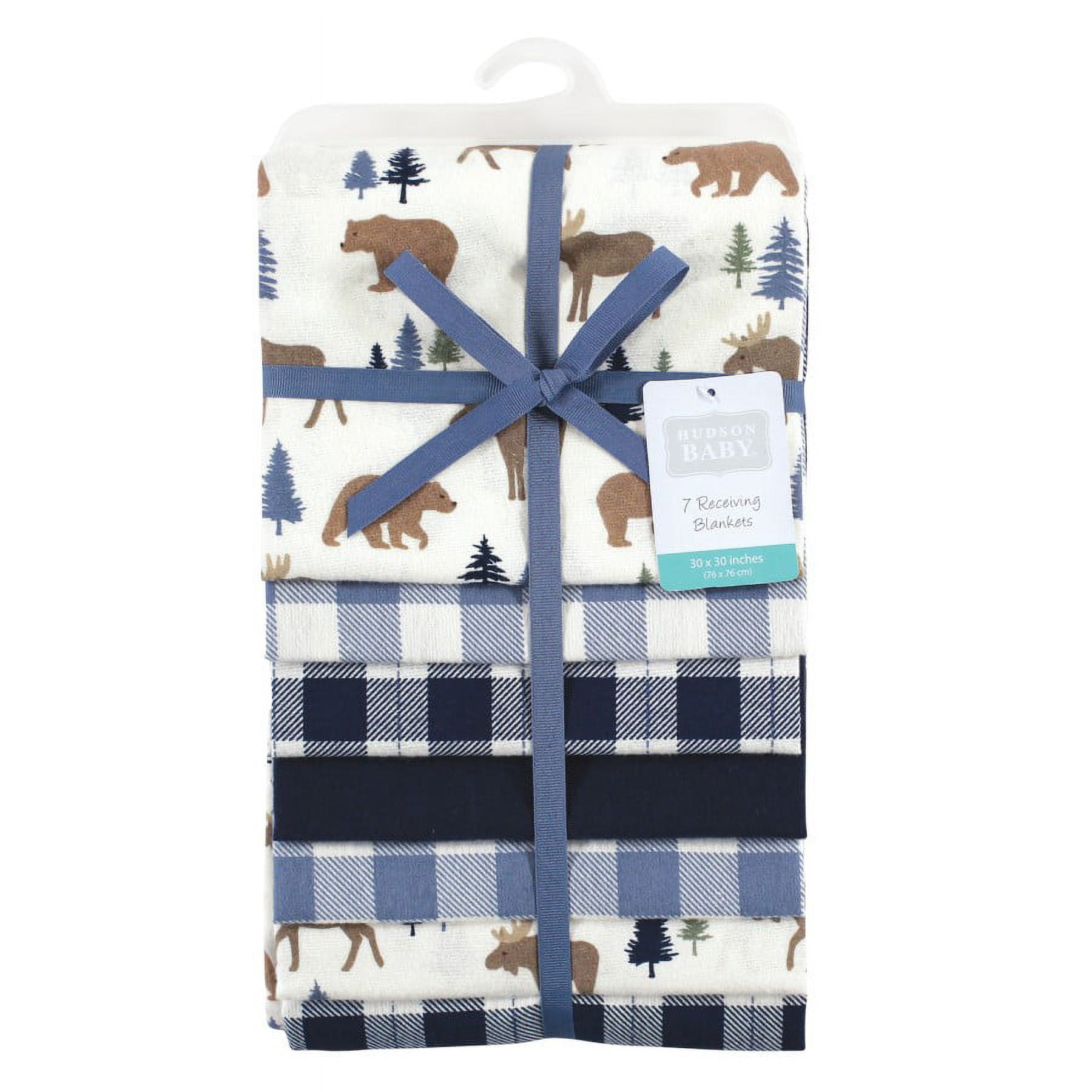 Hudson Baby Infant Boy Cotton Flannel Receiving Blankets Bundle, Moose Bear, One Size