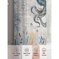 thumbnail image 6 of Oceans Marine Life Sheer Curtains 72 Inch Long 2 Panels, Orange Blue Octopus Starfish Retro Wooden Light Filtering Rod Pocket Curtains, Sheer Voile Drapes for Living Room Bedroom, 52"x72", 6 of 8