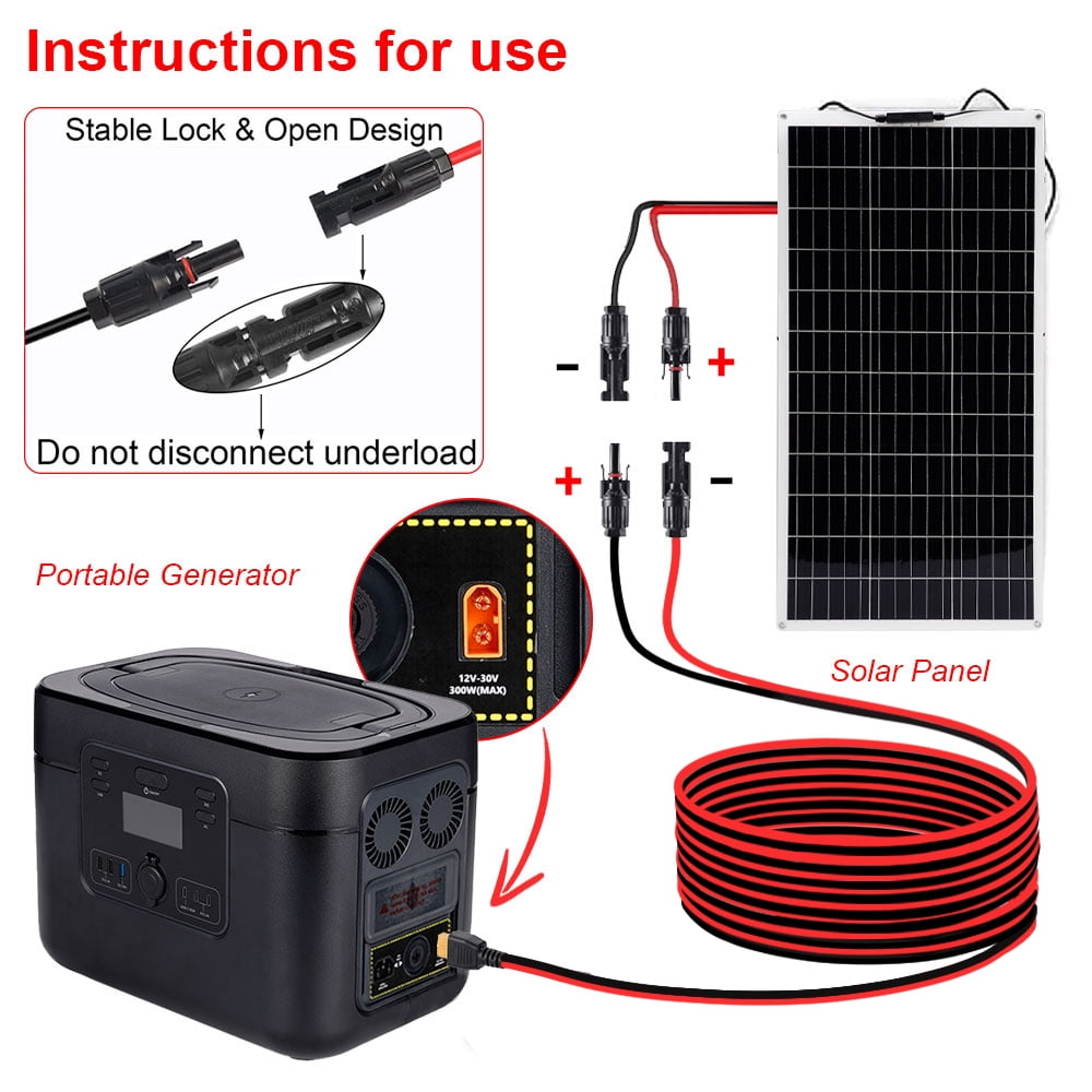 Hormy Solar to XT60 Charge Extension Cable 12AWG 10FT Solar Connector to XT60 Adapter Cable for Solar Panel RV Portable Power, IP67 Waterproof