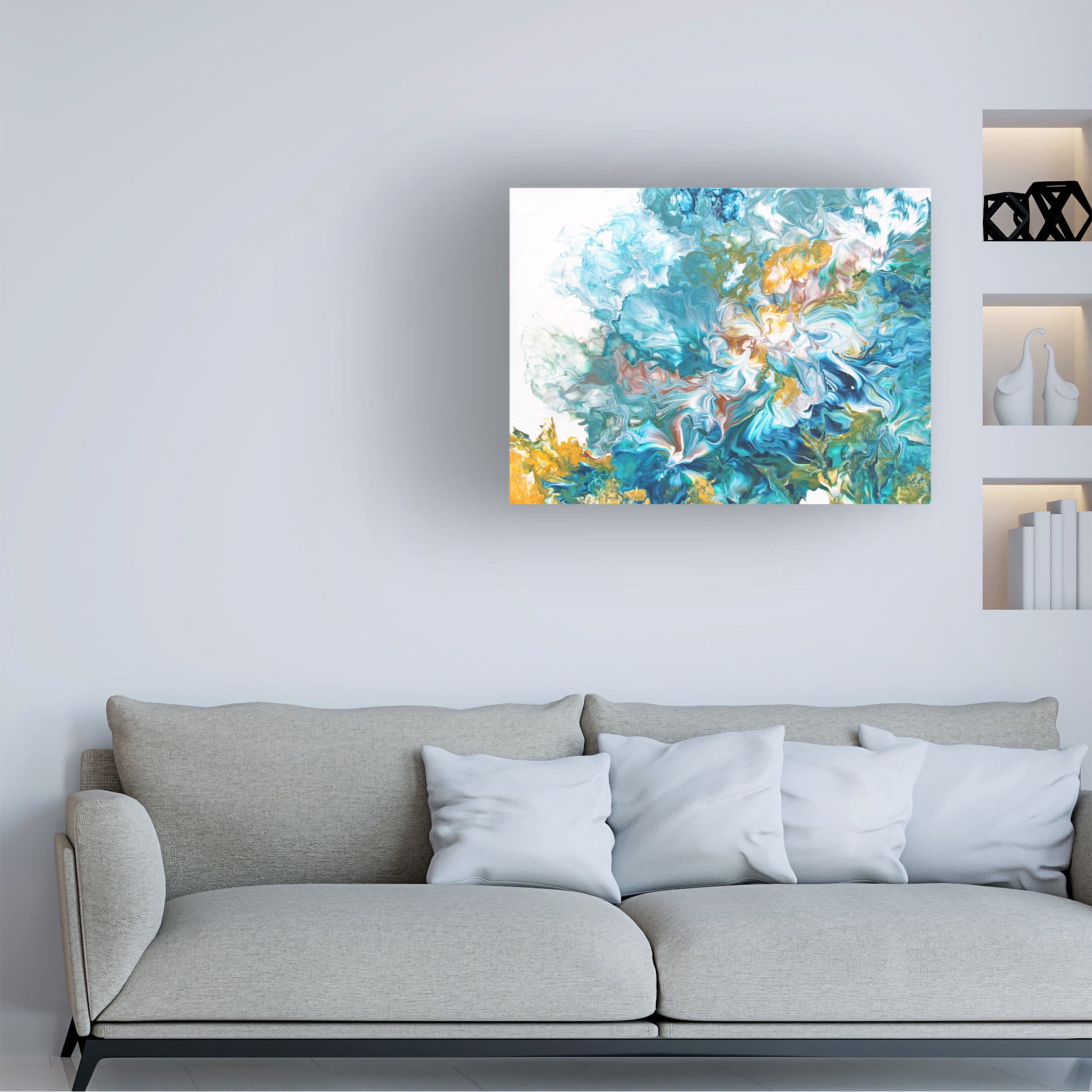 Canvas Wall Art - Jean Plout 'Abstract Pouring K' Wall Art for Living Room, Bedroom, or Office Décor by Trademark Fine Art - 19 x 14 Inches