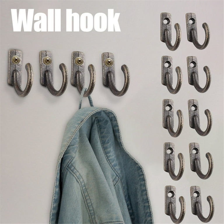 dtydtpe towel hooks coat hooks retro wall hooks pack of 10 small hook  single hook single hole hook bed slider hardware metal hooks for curtains l
