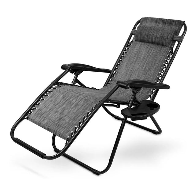 Silla Camastro Reclinable CJR Gravedad 0 Plegable Jardin Playa gris