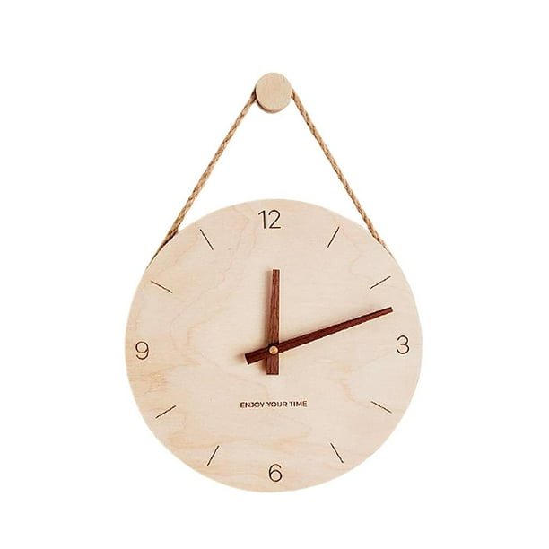Reloj de pared de madera de 12 pulgadas, silencioso, decorativo, sin tictac. Estilo 5