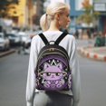 thumbnail image 7 of JIALIOU Mini Backpack Purse for Women Quilted Casual Daypack Small Travel Shoulder Bag, Cute Cat with Skull, 7 of 7