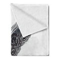 thumbnail image 2 of Grey Soft Flannel Fleece Throw Blanket, Image of a Dated Antique Classical Quill Pen Feather with Leaf Motifs on Side, Cozy Plush for Indoor and Outdoor Use, 50" x 70", Grey Black, by Ambesonne, 2 of 5