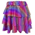 thumbnail image 3 of Pandaie Girls' Sparkle Metallic Skirts Layers Ruffle Sequin Tutu Dance Skort High Waist Athletic Activewear for Kids Performance Pink 13-14T, 3 of 4