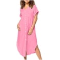 thumbnail image 1 of Sexy Vestido Largo, Suelto Casual Botón de Color Sólido de Longitud Media para la Moda, la Fiesta, la Boda Y el Uso Casual, 1 of 7