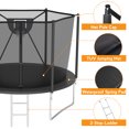 thumbnail image 3 of KOFUN Trampoline with Basketball Hoop & Light, 1500lbs 10FT 12FT 14FT 16FT Trampoline for Adults and Kids, No Gap Design Backyard Trampoline with Enclosure Net, Ladder, Green, 3 of 9