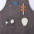 thumbnail image 4 of Chef Apron Medium-Thick Cotton Canvas,Cross Back with Multiple Pockets Adjustable Work Apron for Men and Women (Grey), 4 of 6