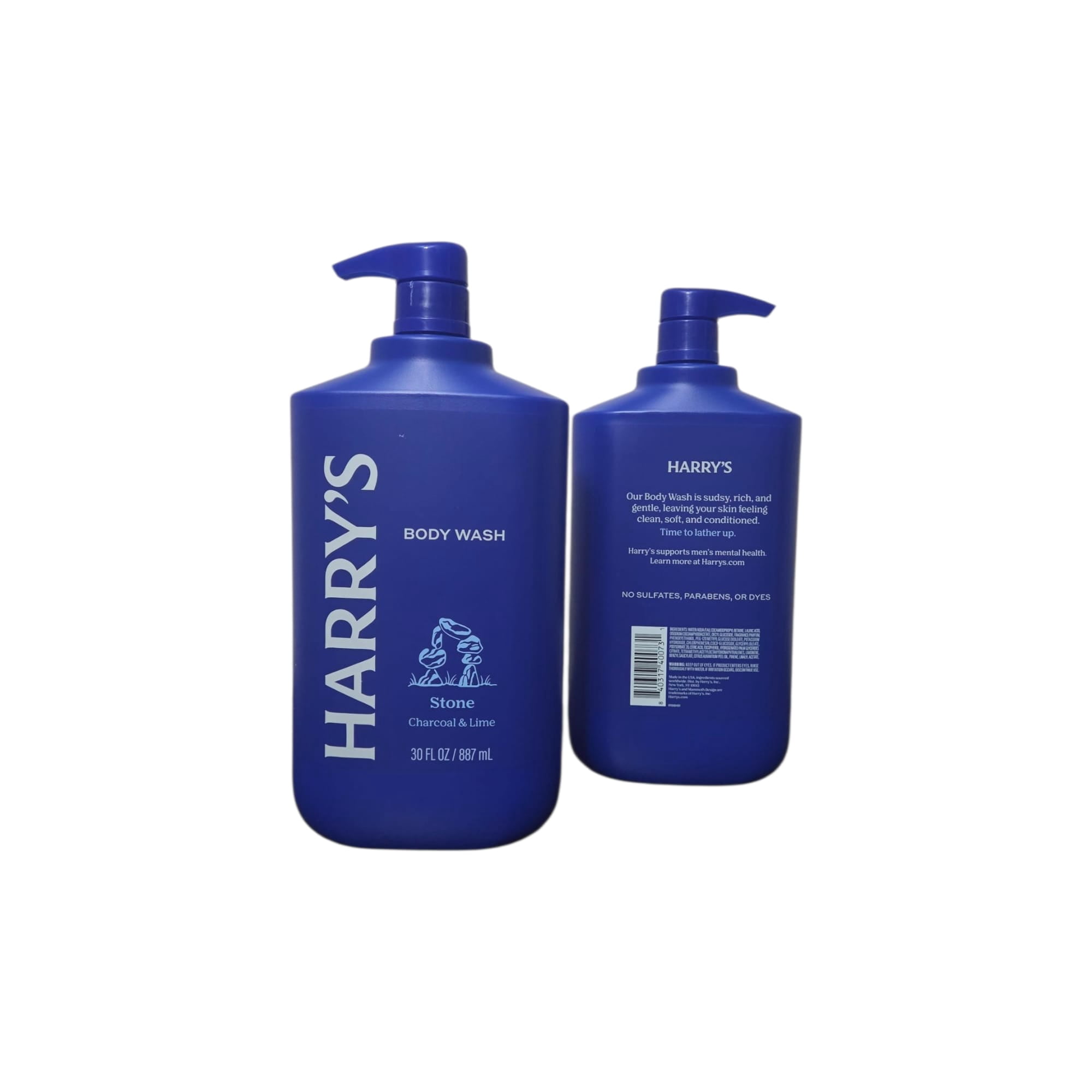 Harry’s Body Wash Stone Charcoal & Lime Scent, 30 fl oz Bottles, 2-Pack