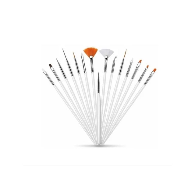 Set de 15 pinceles y 5 punteros dobles para decoración de uñas