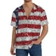 thumbnail image 1 of Fotbe America Flag Glitter Camisa Estampada de Manga Corta para Hombre, Casual de Verano, Estilo Playero, Sin Arrugas-X-Large, 1 of 5