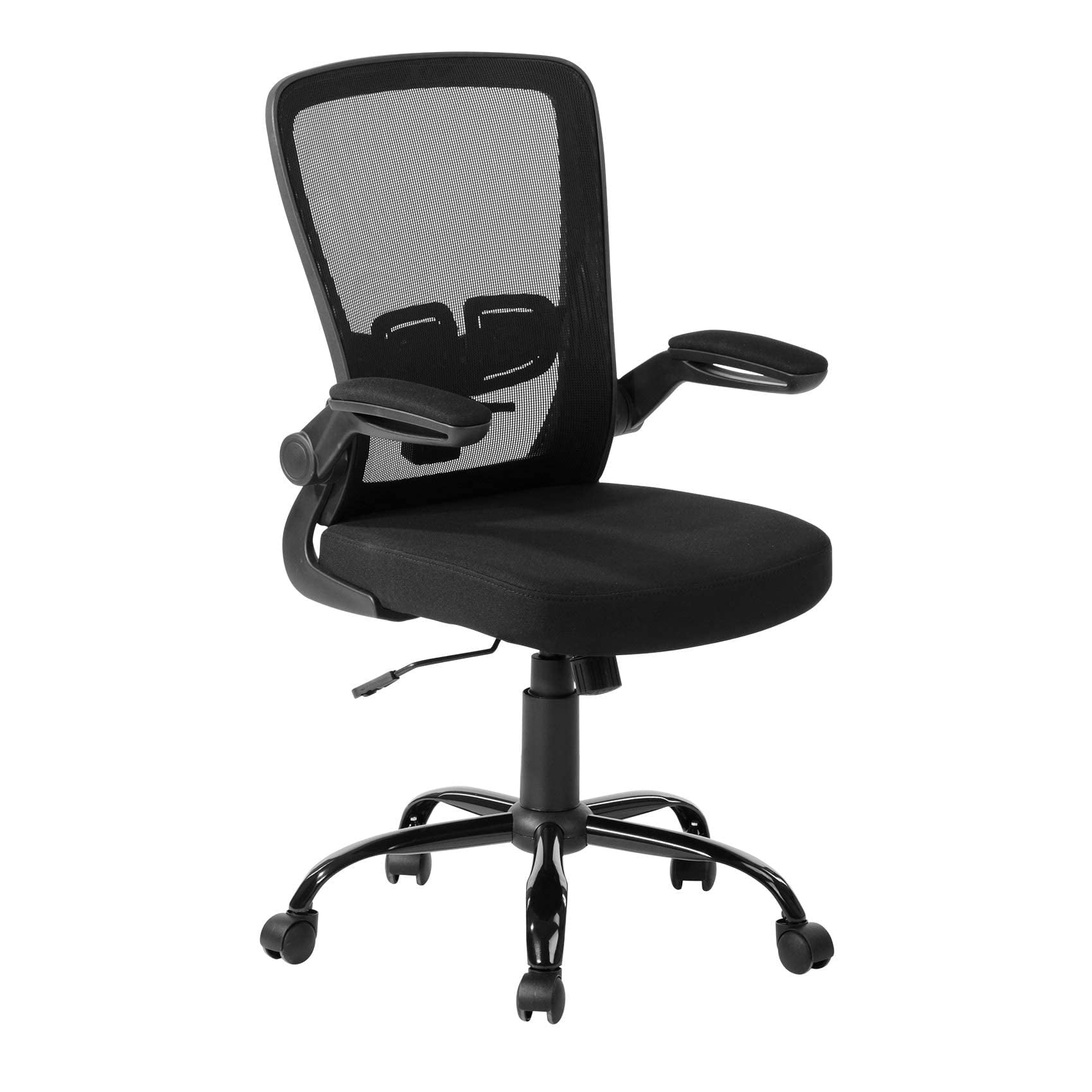 UNICOO® Mid Back Mesh Computer Chair, Office Task Desk Chair, Swivel Home Comfort Chairs with Padded Flip-up Armrests and Adjustable Lumbar Support (RY-N-01-Black)