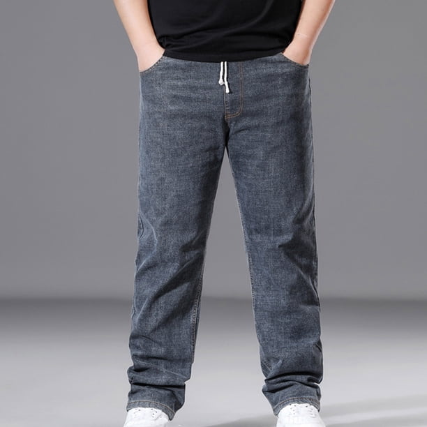 Ceisia Men's Relaxed Fit Straight Leg Jeans Elastic Drawstring Waist Casual Denim Pants Gift