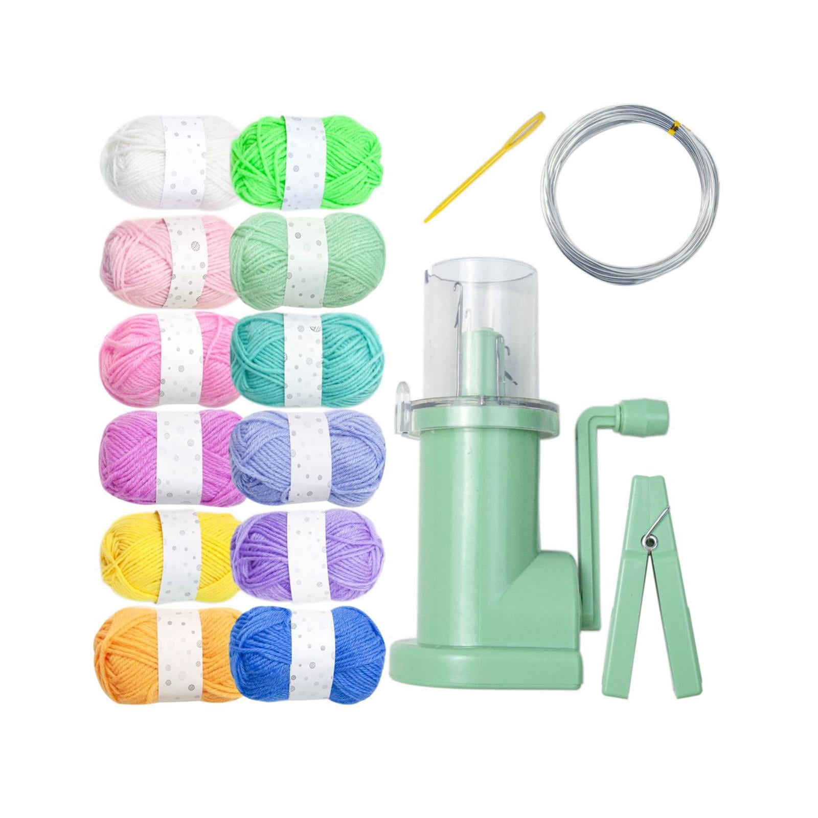 Hand Knitting Machine Tool Set Acrylic Yarn Repair Weave Knitting Tool Cord Knitter Household for Sewing Crochet DIY Crafts Project 12 Colors Yarn Set