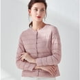 thumbnail image 2 of Chaqueta corta ajustada sin cuello para mujer, Chaqueta corta ajustada con cuello redondo de talla grande, estilo delgado, 2 of 6