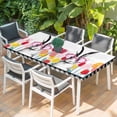 thumbnail image 2 of Easter Table Cloths for 4 Foot Rectangle Tables, Rabbit Spring Botanical Flowers Black White Lattice Patio Waterproof Elastic Fitted Tablecloths, Washable Rectangular Table Cover for Camping, 2 of 8