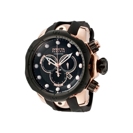 Invicta 0361 Men's Venom Reserve Chrono Black Pu Carbon Fiber Dial Rose 18K Gp Ss Watch