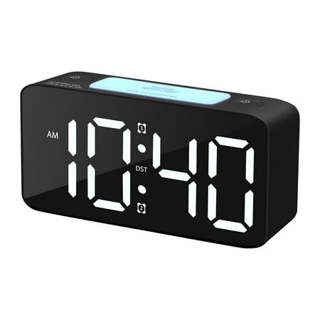 JIhuahe Extra Loud Alarm Clock for Heavy Sleepers with 7 Color Night Light, Digital Clock with USB Charger, Adjustable Volume, Bedside Clock for Adults, Elderly, and Deep Sleepers,Black