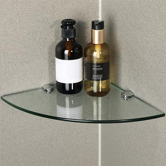 Sayayo Bathroom Glass Shelf Bathroom Corner Shelves Floating Glass Shelves Wall Mount with Tempered Glass, 10 Inch, CGBL1012S-C