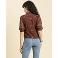 thumbnail image 3 of MoomayaWomens PrintedTurtle Neck Top,Cuffed QuarterSleeves Summer Chic Tops, 3 of 8