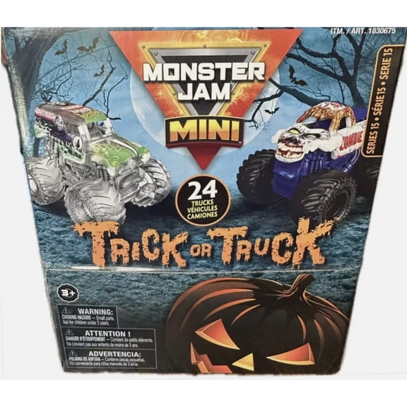 Hot Wheels Monster Jam Mini Trick or Truck Box - 24 Mini Monster Trucks