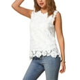 thumbnail image 4 of INSPIRE CHIC Women's Summer Lace Top Casual Sleeveless Round Neck Tank XS White, 4 of 6