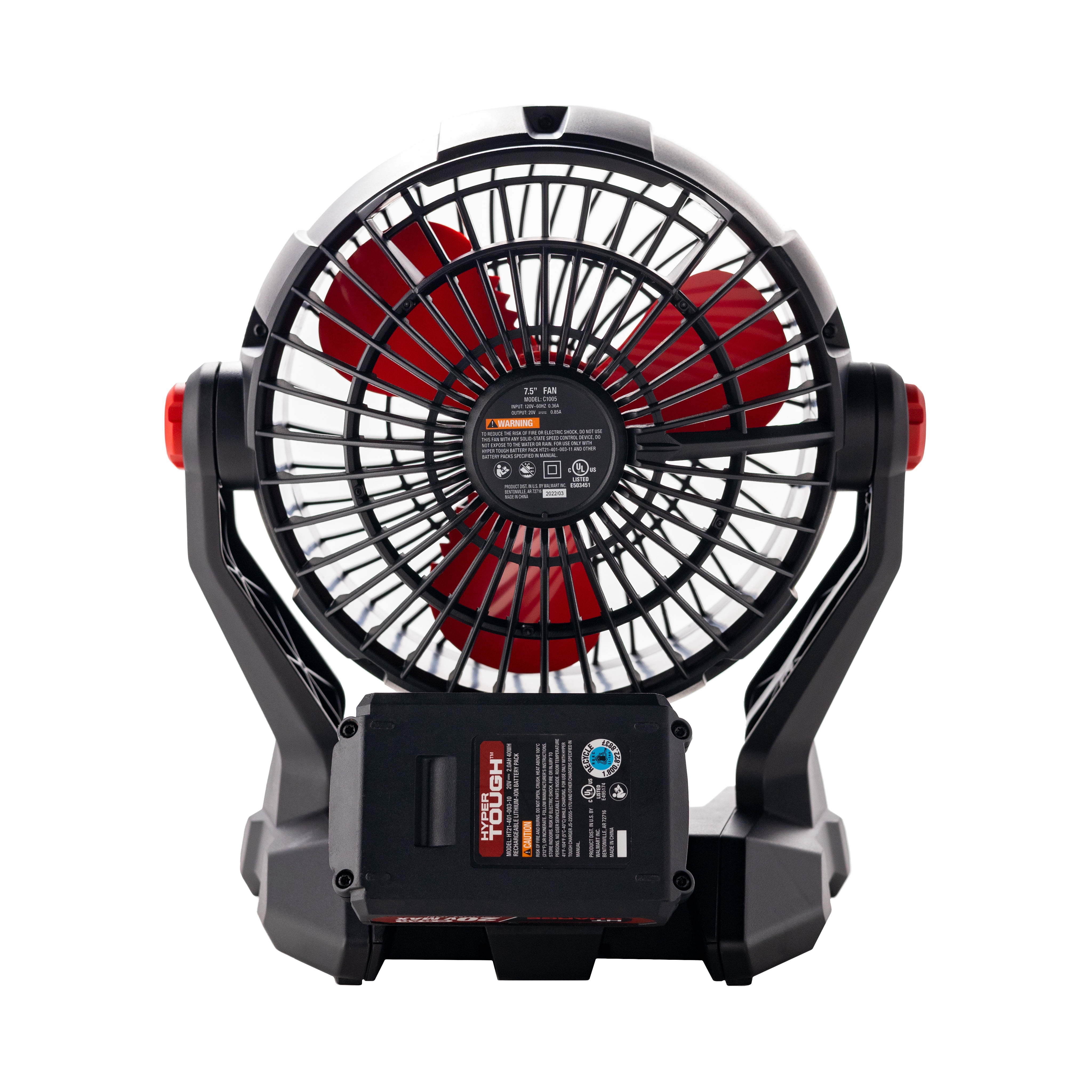 Hyper Tough 7.5 in. Cordless Fan with Hybrid Power, C1005