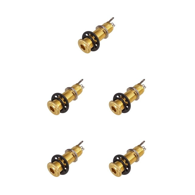 ZheElen Professional Stereo Output Threaded Output Lightweight 1/4 Inch Input Tube Style Anti-noisy Exquisite Socket Plug Gold 5Set