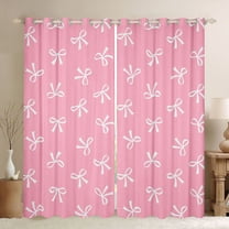 Feelyou Kawaii Bowknot Curtains Pack of 2 (42x84 Each), Pink Butterly Curtains Blackout