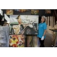thumbnail image 4 of Startonight Canvas Wall Art Abstract Beige Retro Car and Woman Painting Framed 32" x 48", 4 of 6