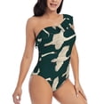 thumbnail image 3 of Sikiie Flying Swans Print Women One Piece Swimsuits Tummy Control One Shoulder Bathing Suits Ruffle Swimwear, From S to XXL-X-Large, 3 of 6
