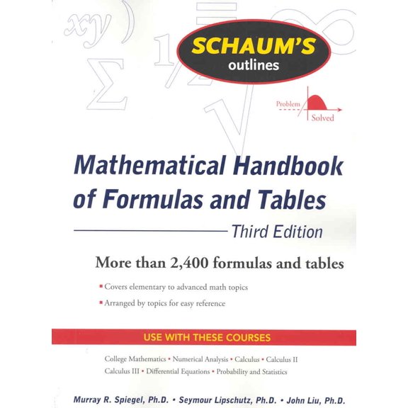 Pre-Owned Schaum's Outlines: Mathematical Handbook of Formulas and Tables (Paperback) 0071548556 9780071548557